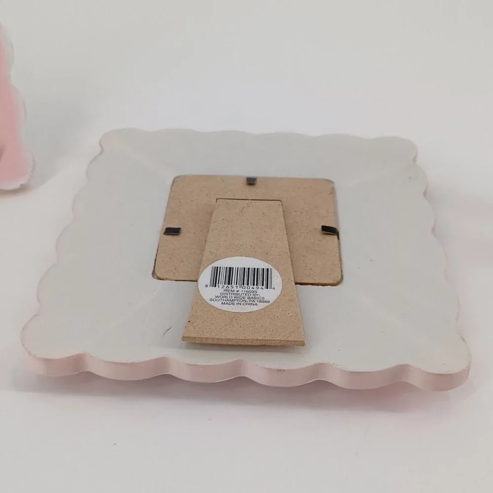 Newborn Baby Girl Photo Frame Gift Pink 3x3 Picture Free Stand Wood 6.5x6.5 Dime - Picture 10 of 12